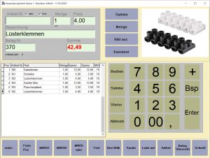 Kasse Profi 2020 Buchungsmaske mit Produktbild